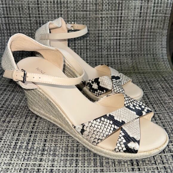 Nine West Joydyn8 Espadrille Wedge Sandals - Snake Skin - Size 11 - Picture 2 of 10